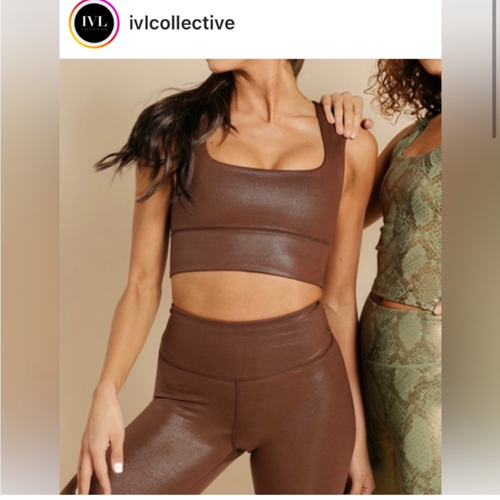 Brown faux leather IVL collective bra